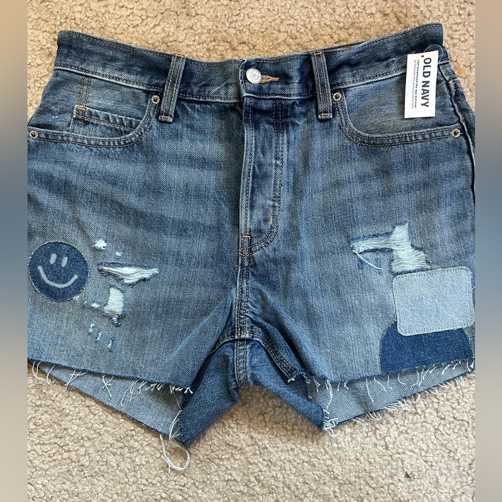 Nwt old navy slouchy high rise patchwork shorts size 6